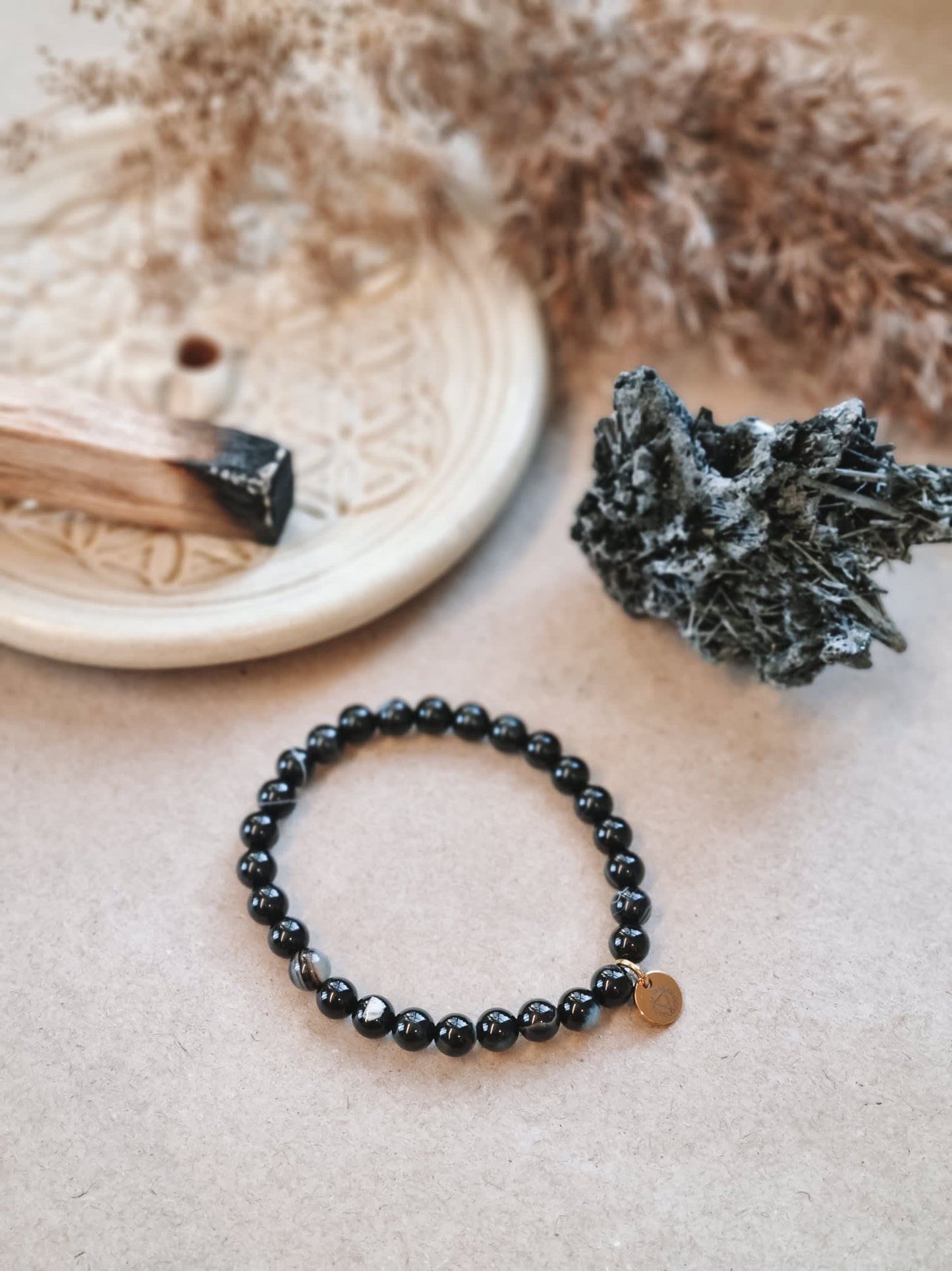 Mantra ENERGY Armband – Jordning – Svart Agat -