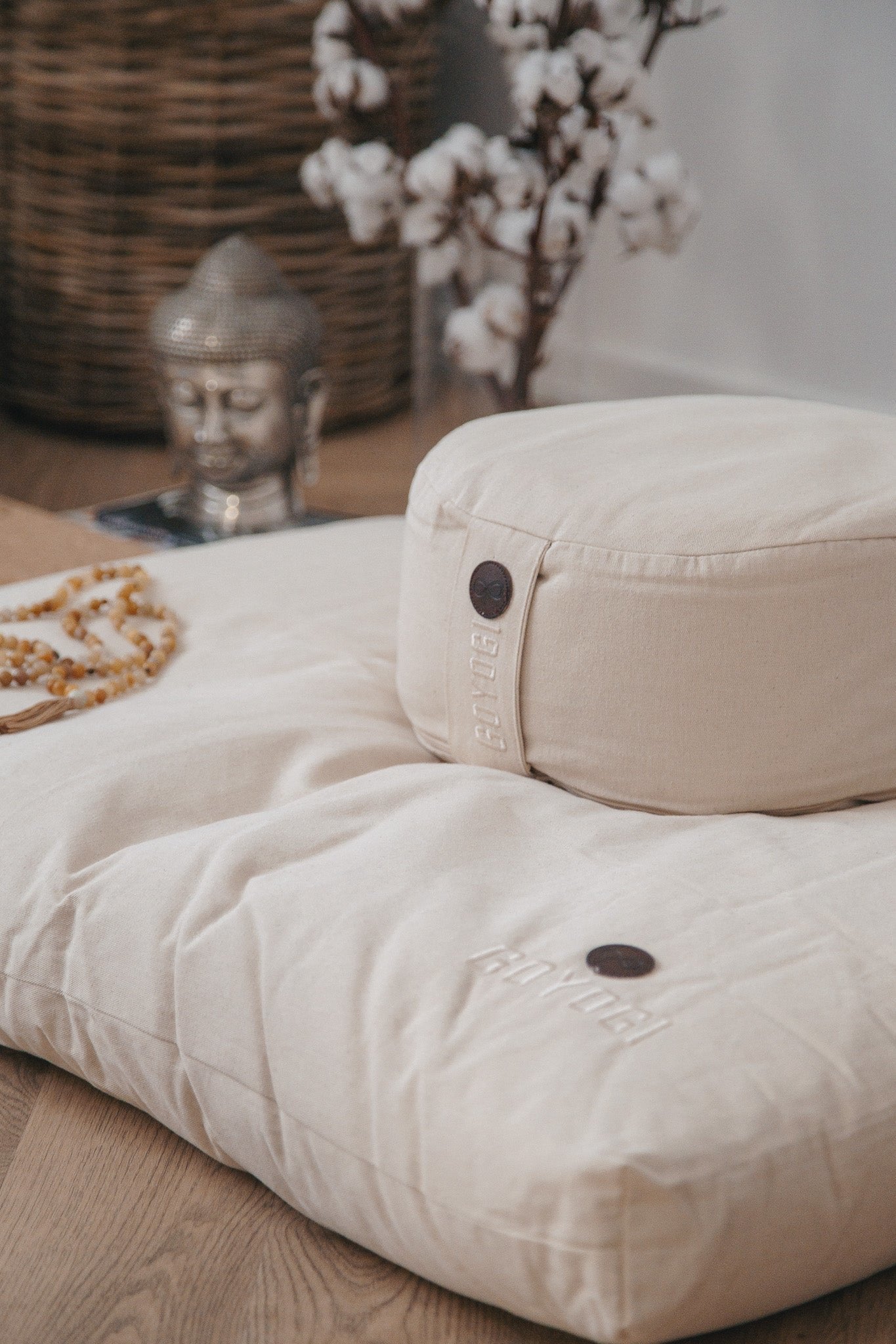 Calm Organic Cotton Round Meditation Cushion - Natural
