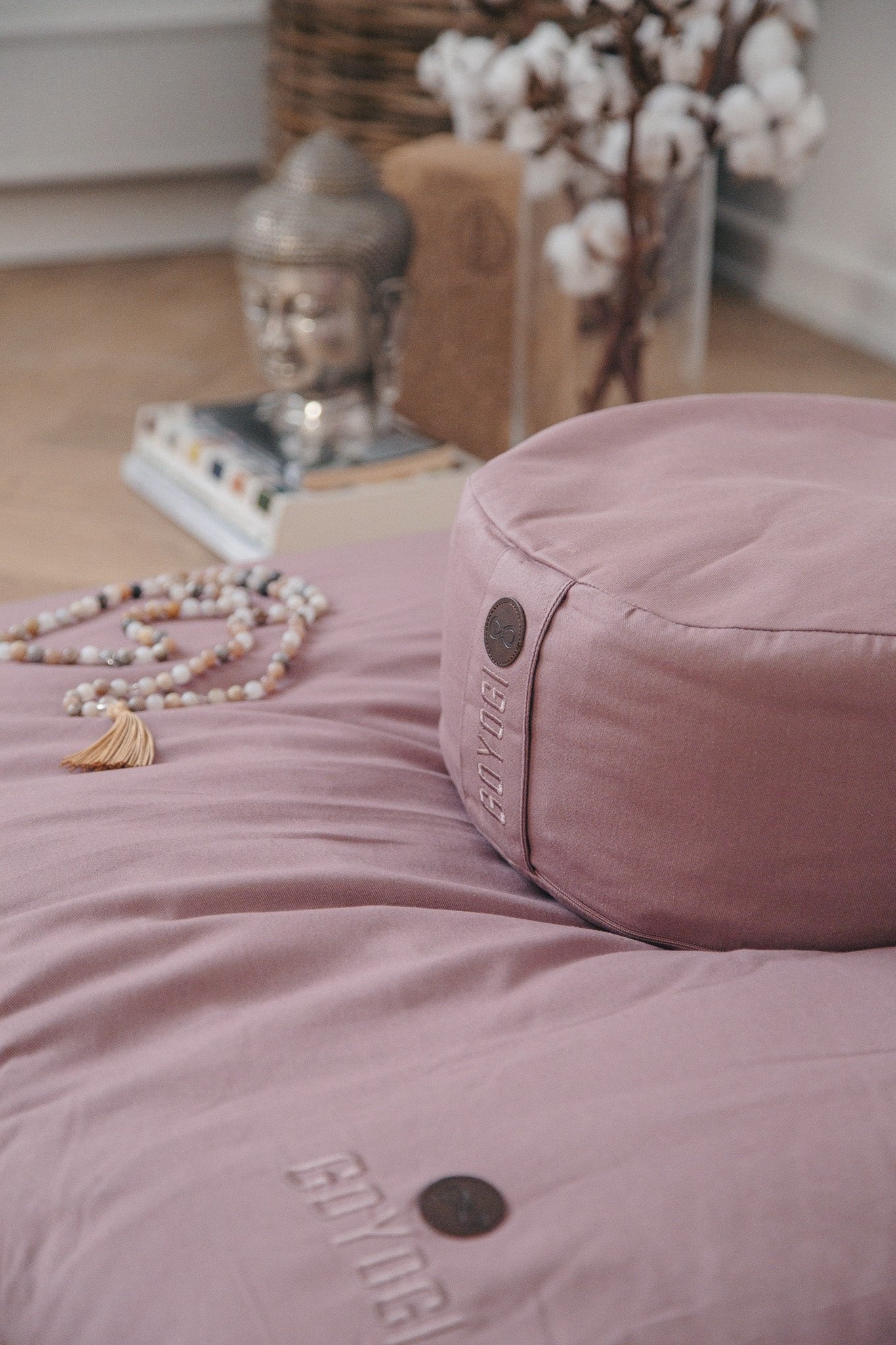 Calm Organic Cotton Round Meditation Cushion - Rose