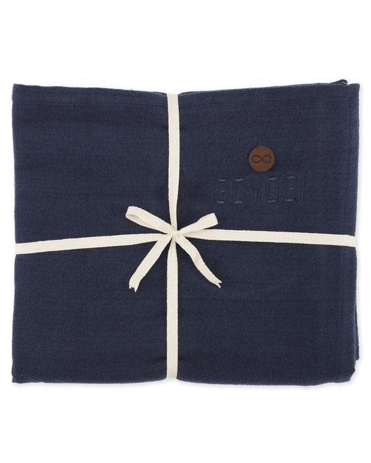 Calm Organic Cotton Yoga Blanket - Dark Blue