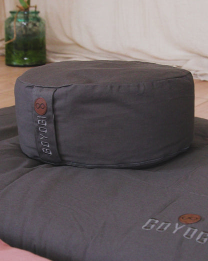 Calm Organic Cotton Round Meditation Cushion - Dark Olive